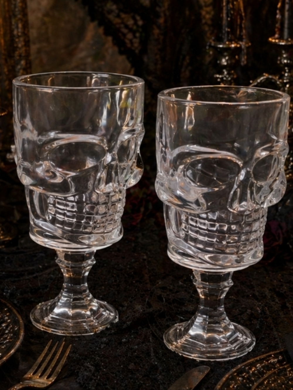 Glass Skull Goblets Gothic Halloween